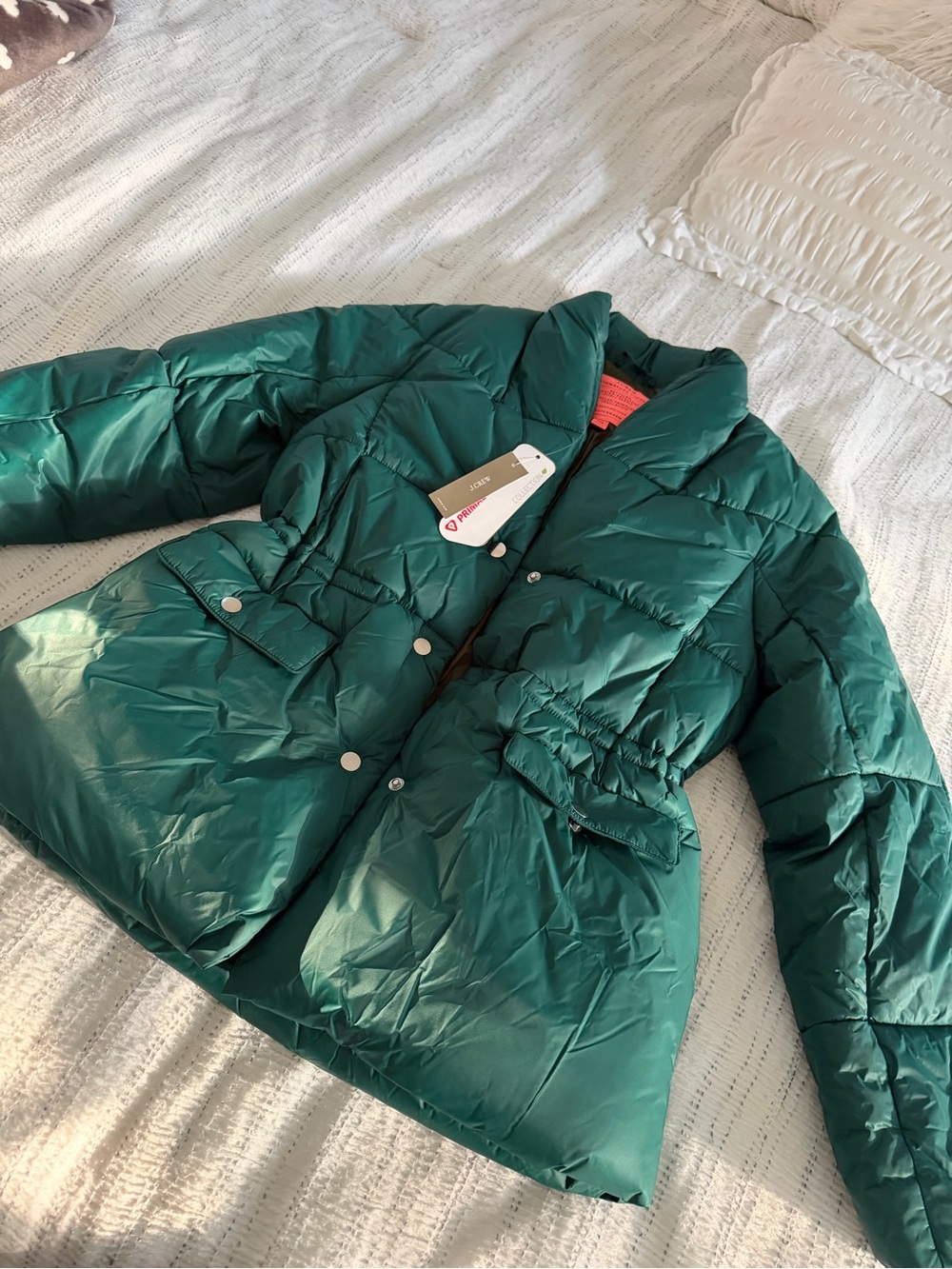 J. Crew Deep Green Quilted Puffer Jacket